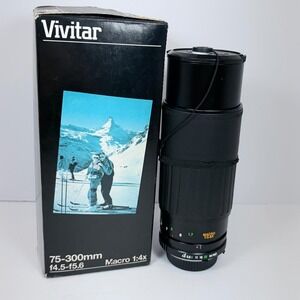 Vivitar 75-300mm f4.5-5.6 M/MD Macro Focusing Zoom Lens Minolta MD Mount Black